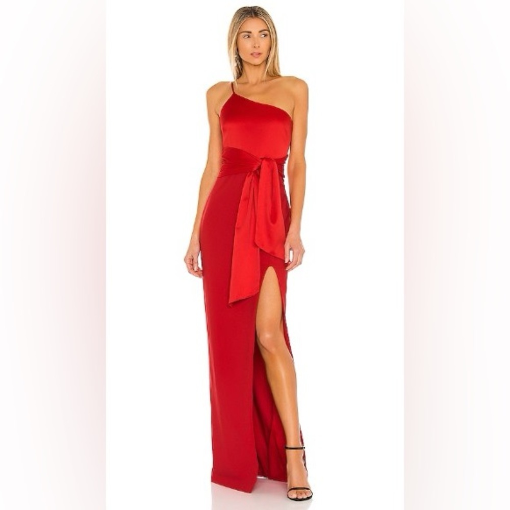Red One shoulder dress, Likely Yara Gown in Scarlet